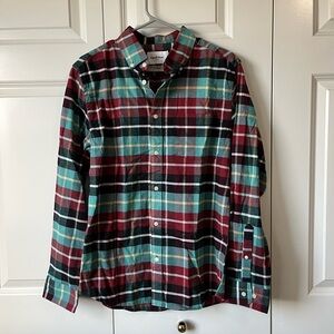 Goodfellow & Co Red and Green Casual Button Down Shirt